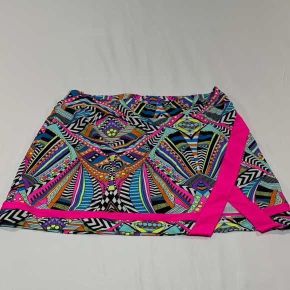 Tzu Tzu Pants - Tzu Tzu Golf Skort Medium Bright Geometric Pink Trim Athletic Tennis Skirt